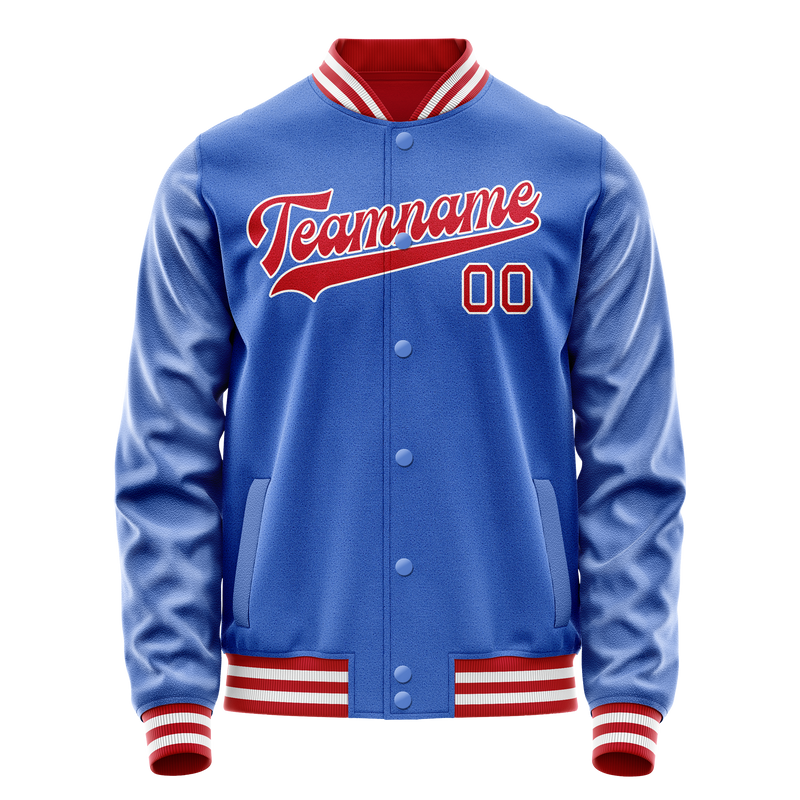 Custom Electric-Blue Crimson Solid Color Varsity Letterman Jacket JA02240617YH123