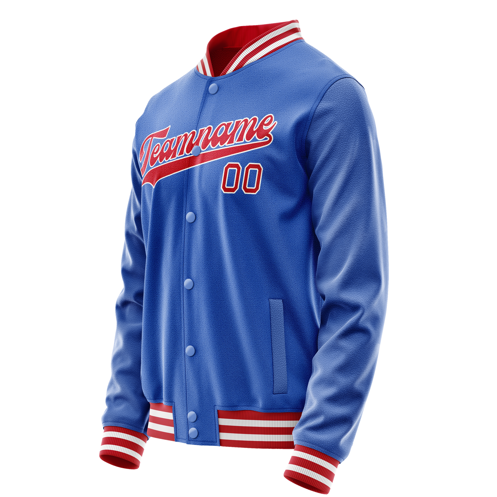 Custom Electric-Blue Crimson Solid Color Varsity Letterman Jacket JA02240617YH123