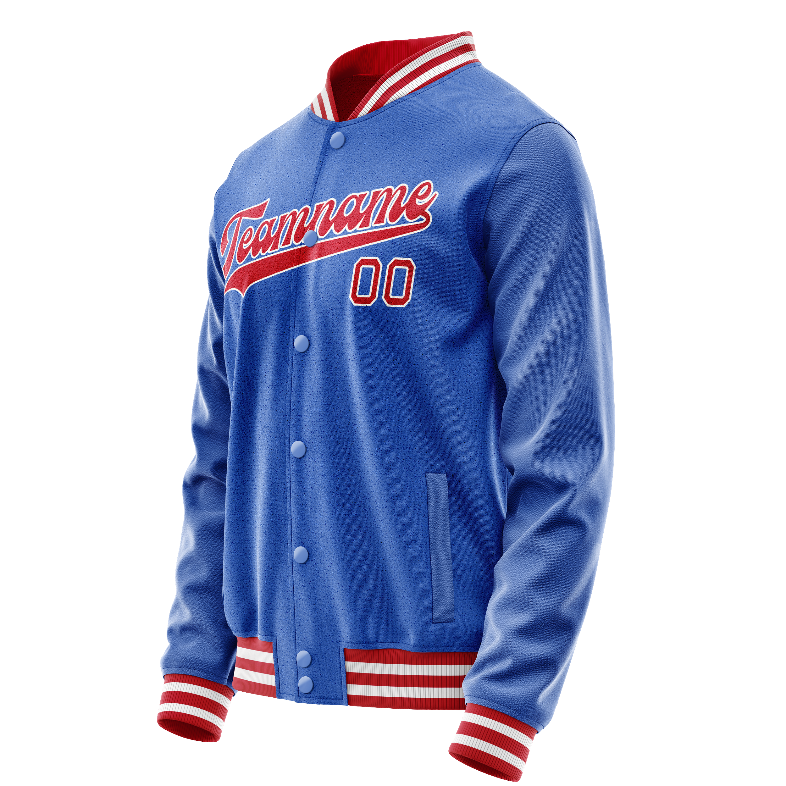 Custom Electric-Blue Crimson Solid Color Varsity Letterman Jacket JA02240617YH123