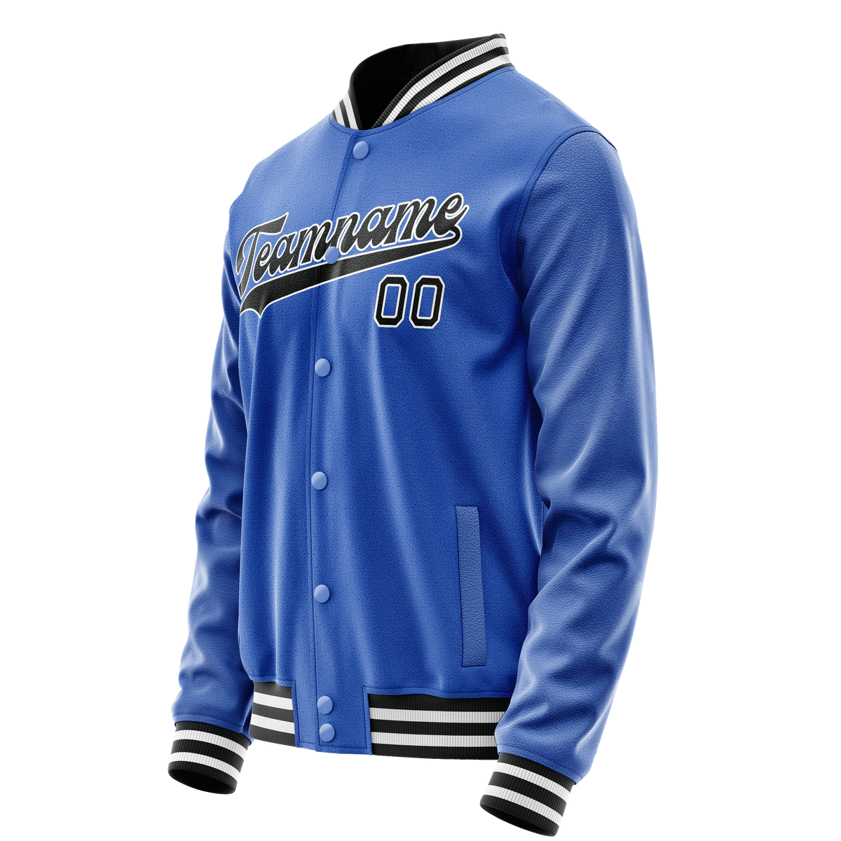 Custom Electric-Blue Black Solid Color Varsity Letterman Jacket JA02240617YH140
