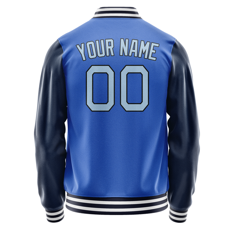 Custom Electric-Blue Navy Solid Color Varsity Letterman Jacket JA02240617YH128