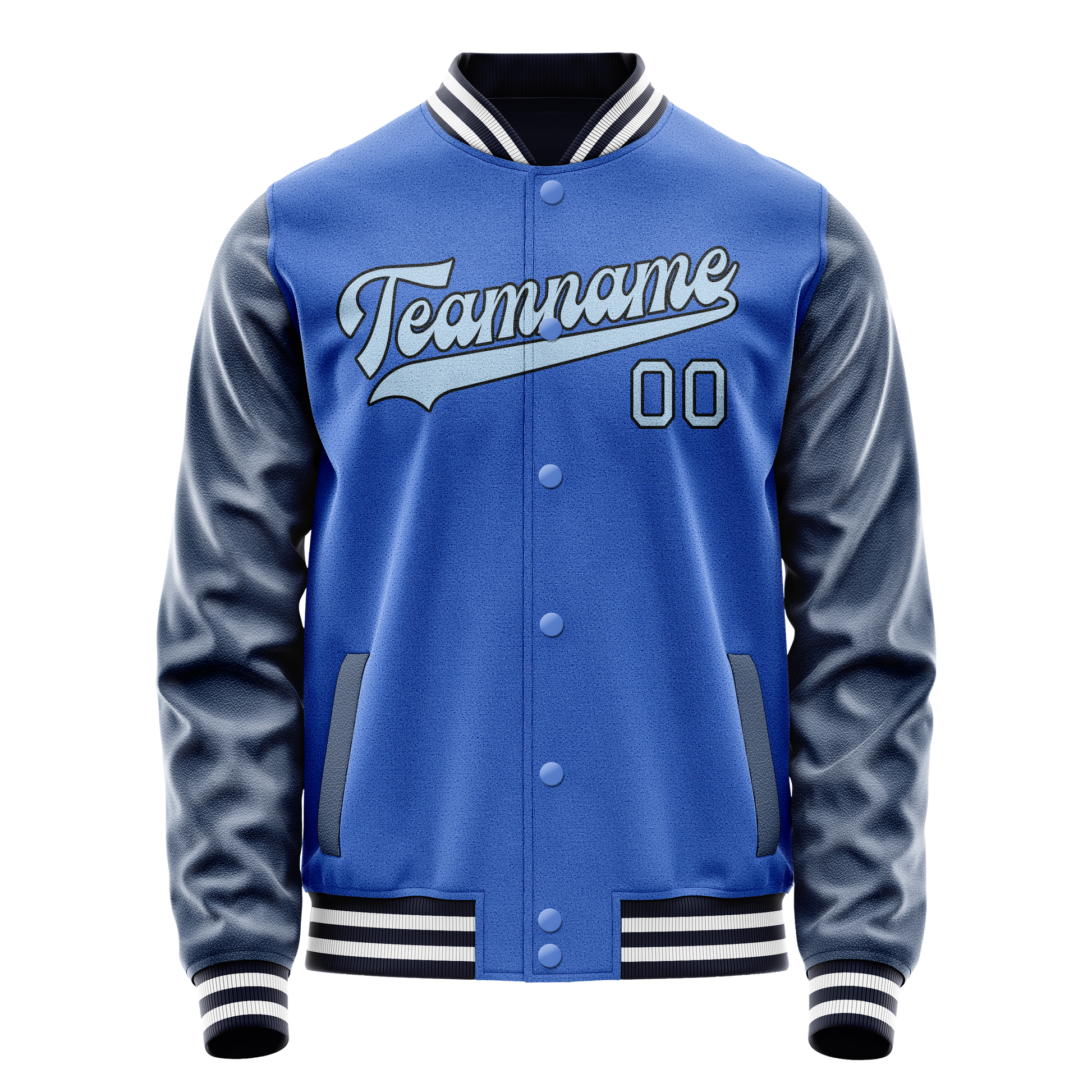 Custom Electric-Blue Navy Solid Color Varsity Letterman Jacket JA02240617YH128