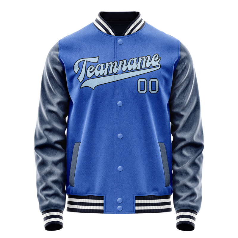 Custom Electric-Blue Navy Solid Color Varsity Letterman Jacket JA02240617YH128