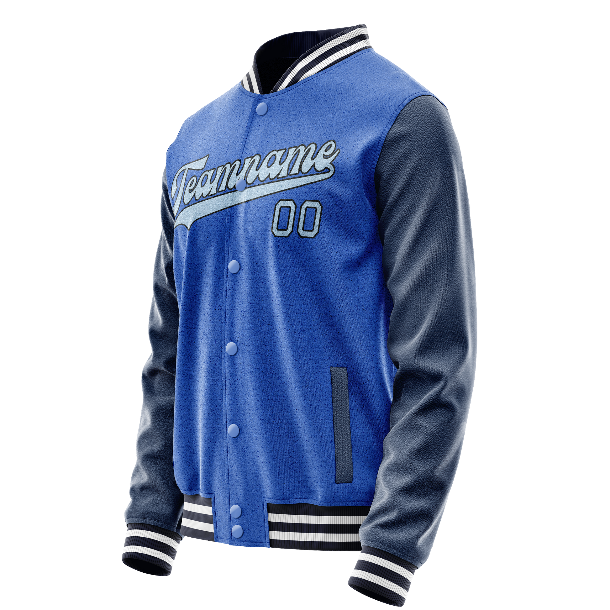 Custom Electric-Blue Navy Solid Color Varsity Letterman Jacket JA02240617YH128