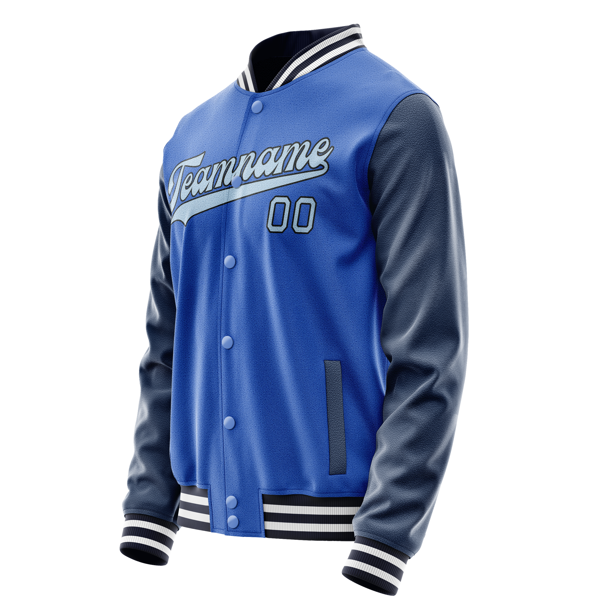 Custom Electric-Blue Navy Solid Color Varsity Letterman Jacket JA02240617YH128