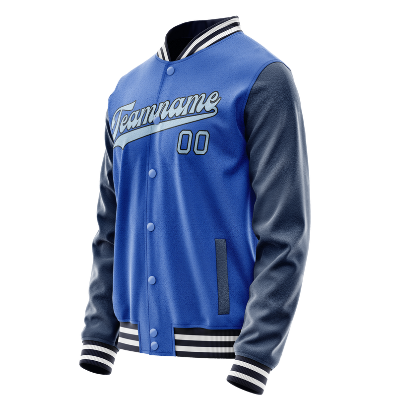 Custom Electric-Blue Navy Solid Color Varsity Letterman Jacket JA02240617YH128