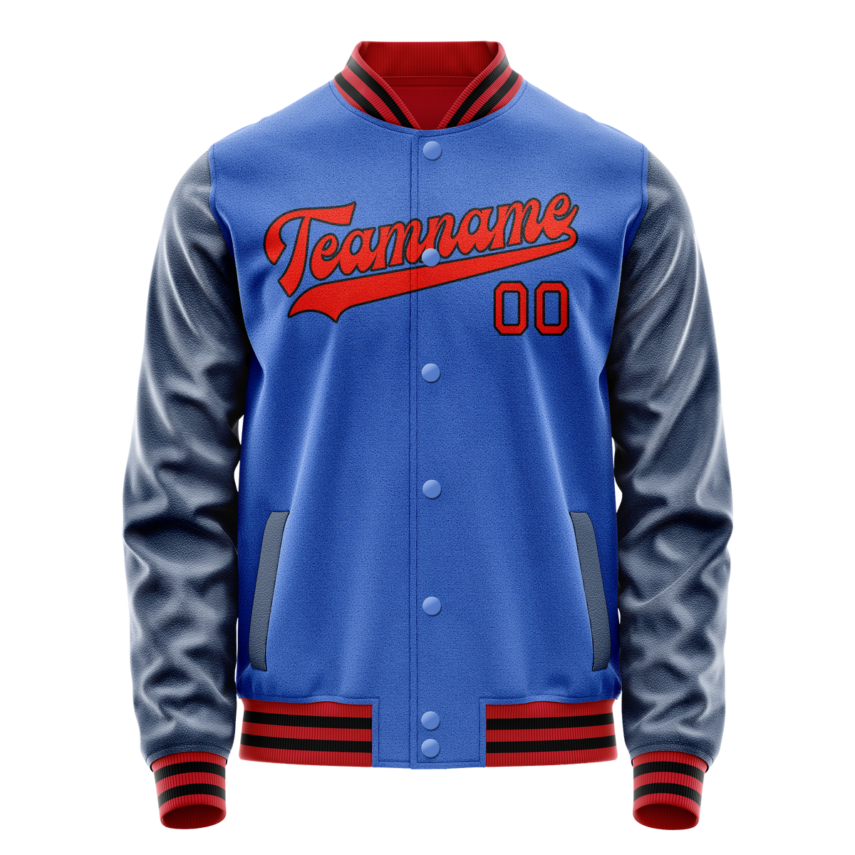 Custom Electric-Blue Navy Solid Color Varsity Letterman Jacket JA02240617YH126