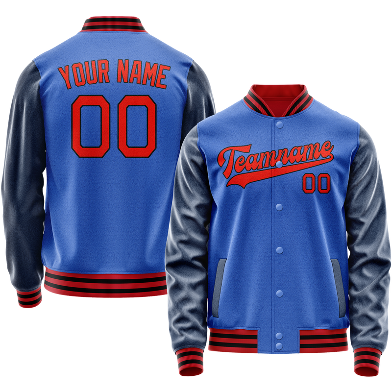 Custom Electric-Blue Navy Solid Color Varsity Letterman Jacket JA02240617YH126