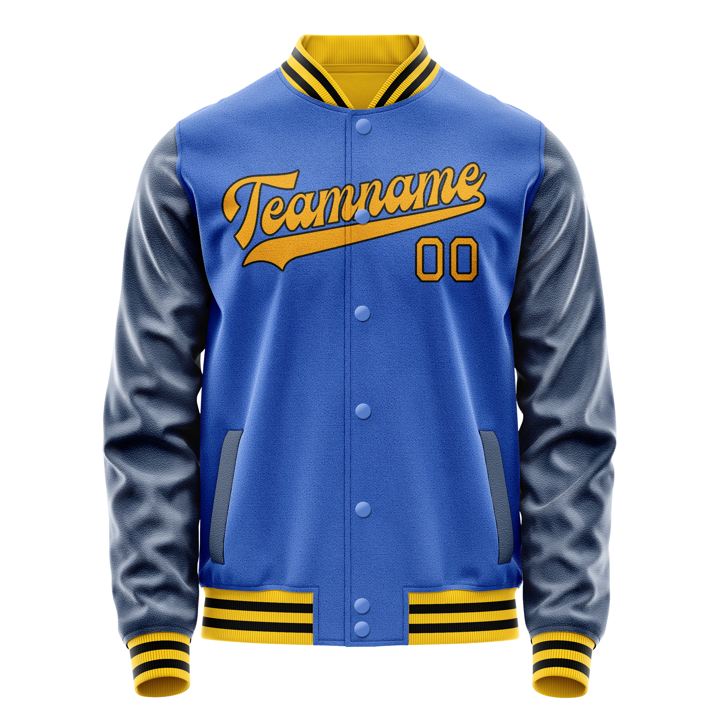 Custom Electric-Blue Navy Solid Color Varsity Letterman Jacket JA02240617YH127