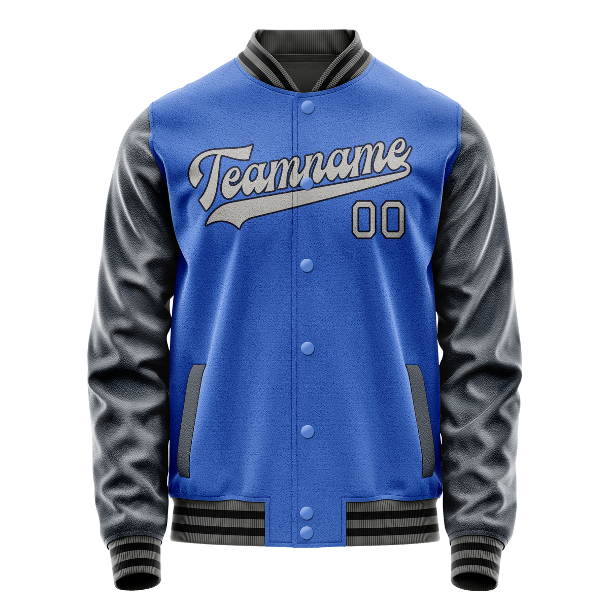 Custom Electric-Blue Navy Solid Color Varsity Letterman Jacket JA02240617YH119