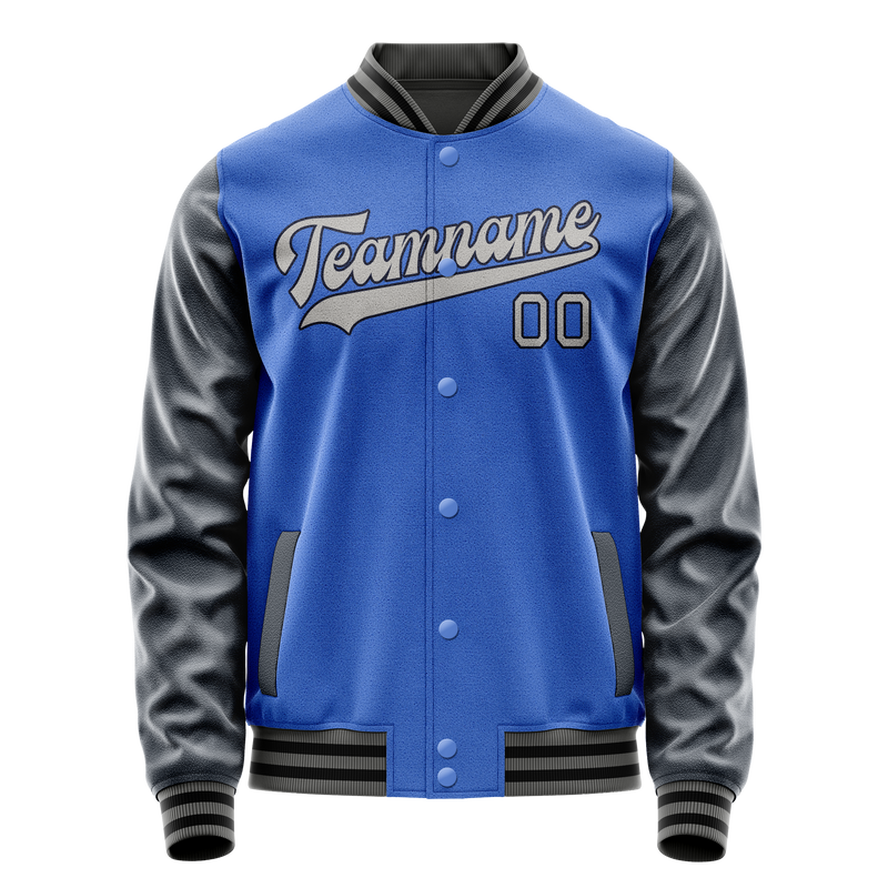 Custom Electric-Blue Navy Solid Color Varsity Letterman Jacket JA02240617YH119