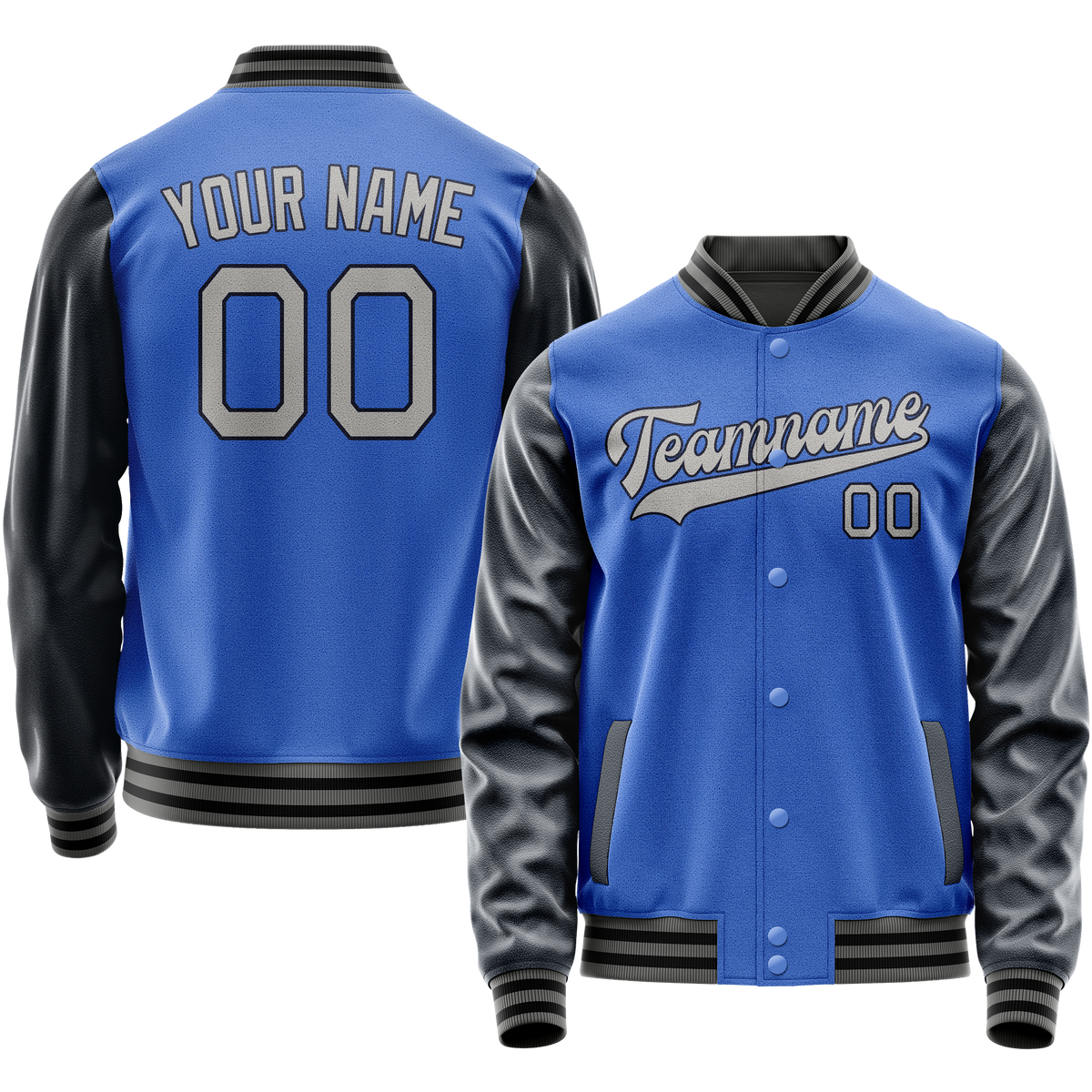 Custom Electric-Blue Navy Solid Color Varsity Letterman Jacket JA02240617YH119