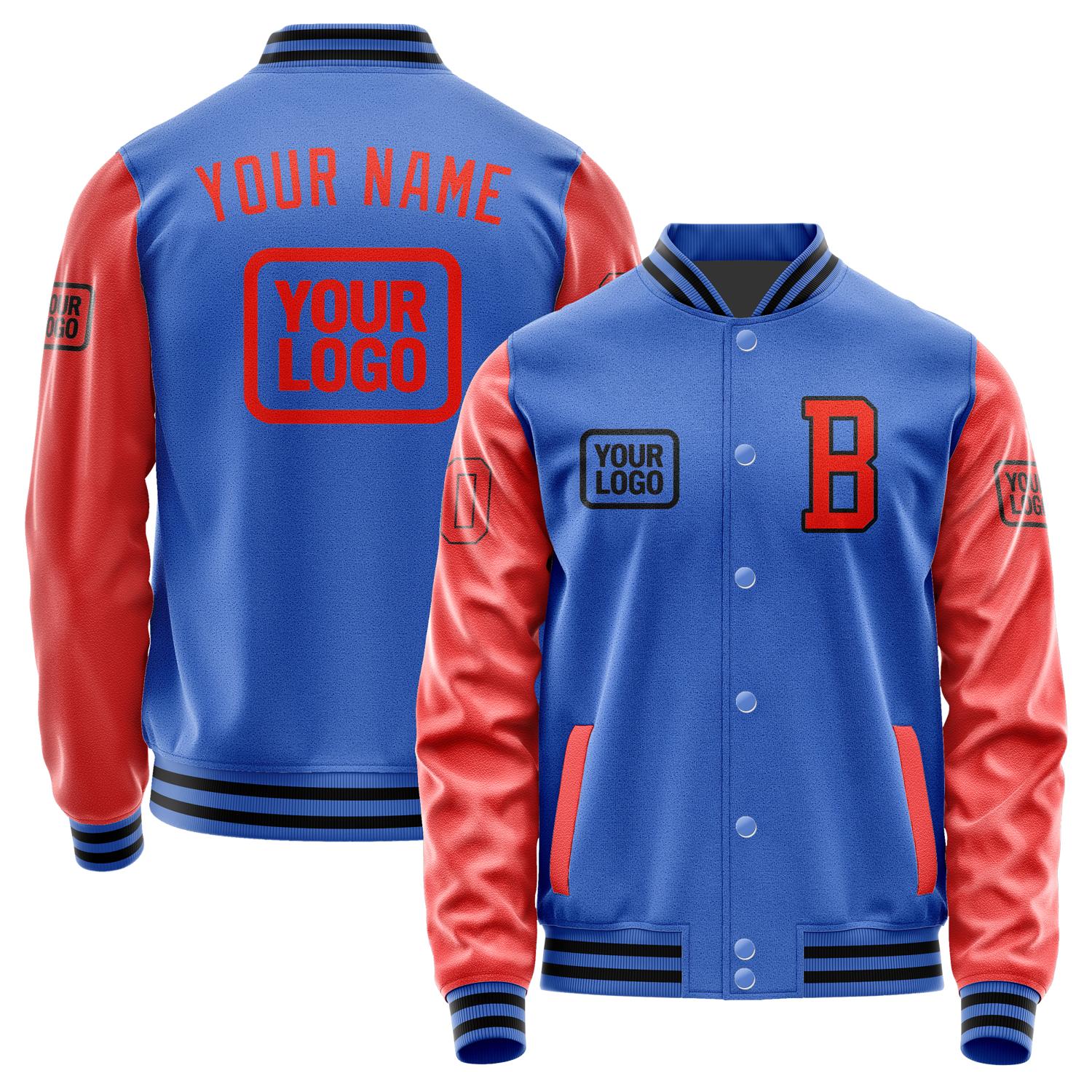 Custom Sky Blue Orange Red Jacket JA090912091717121217