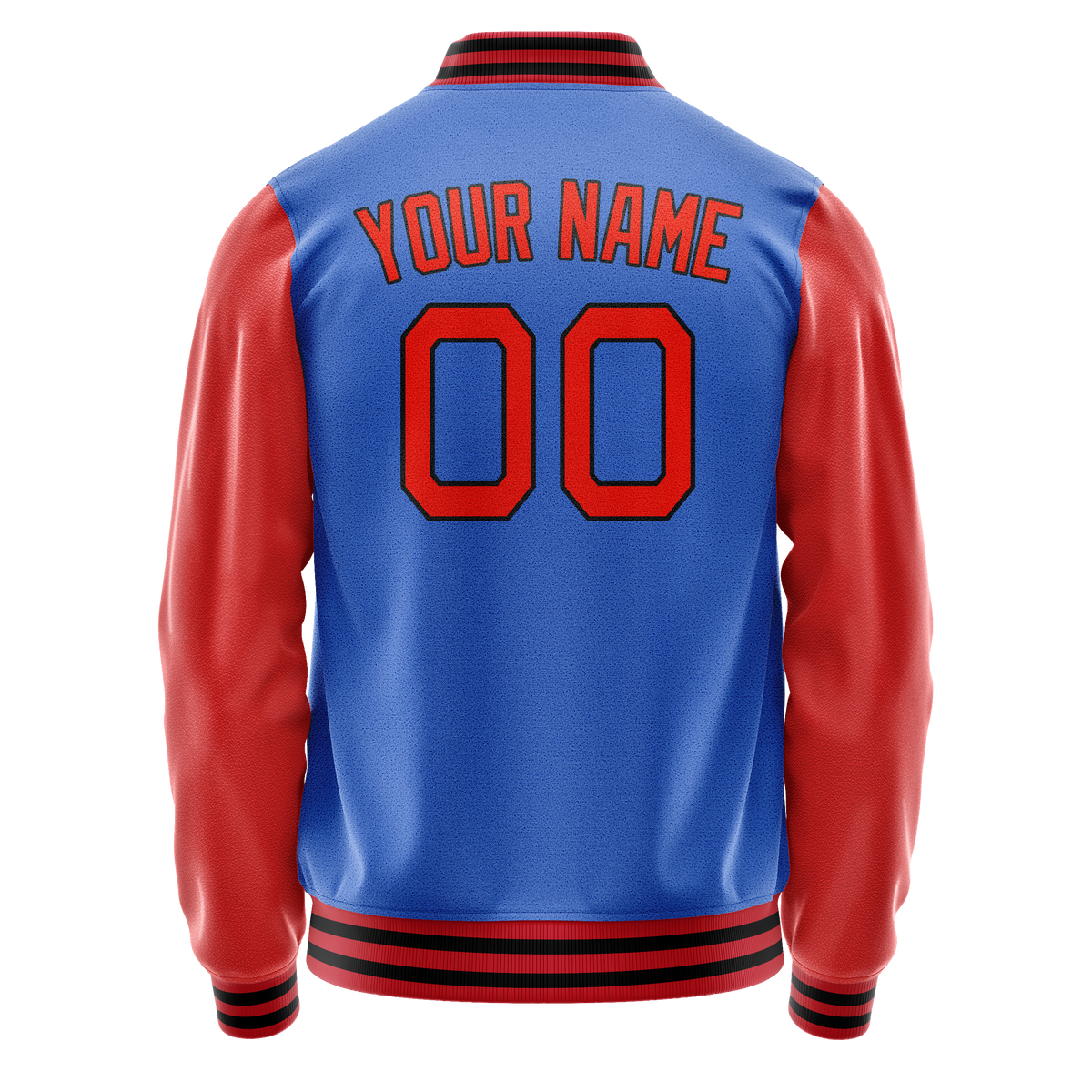 Custom Electric-Blue Orange Solid Color Varsity Letterman Jacket JA02240617YH135