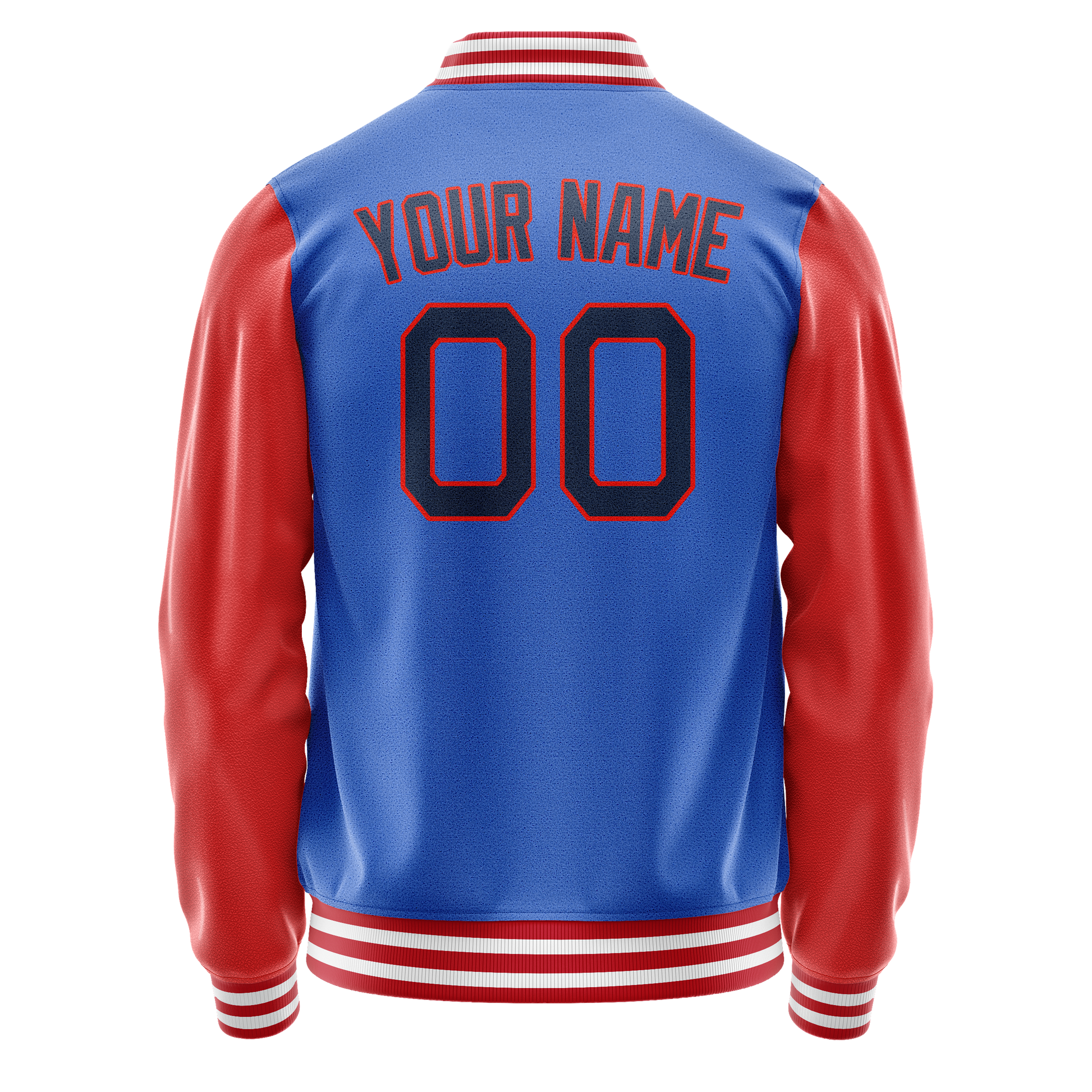 Custom Electric-Blue Orange Solid Color Varsity Letterman Jacket JA02240617YH136
