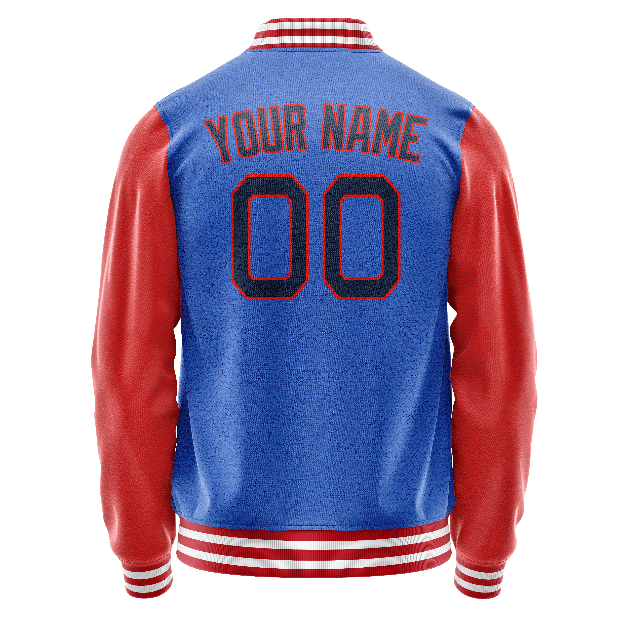 Custom Electric-Blue Orange Solid Color Varsity Letterman Jacket JA02240617YH136