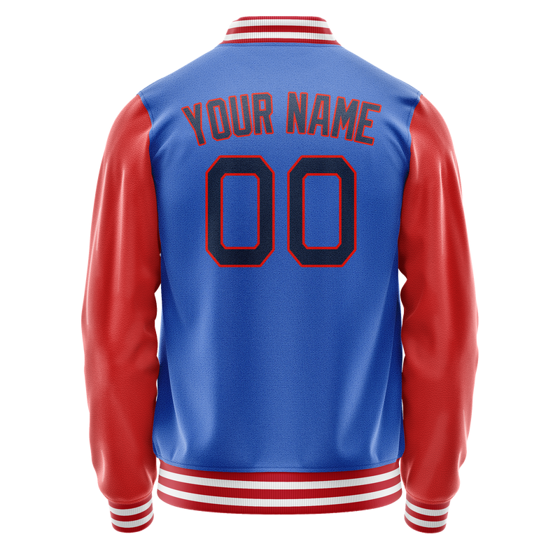 Custom Electric-Blue Orange Solid Color Varsity Letterman Jacket JA02240617YH136