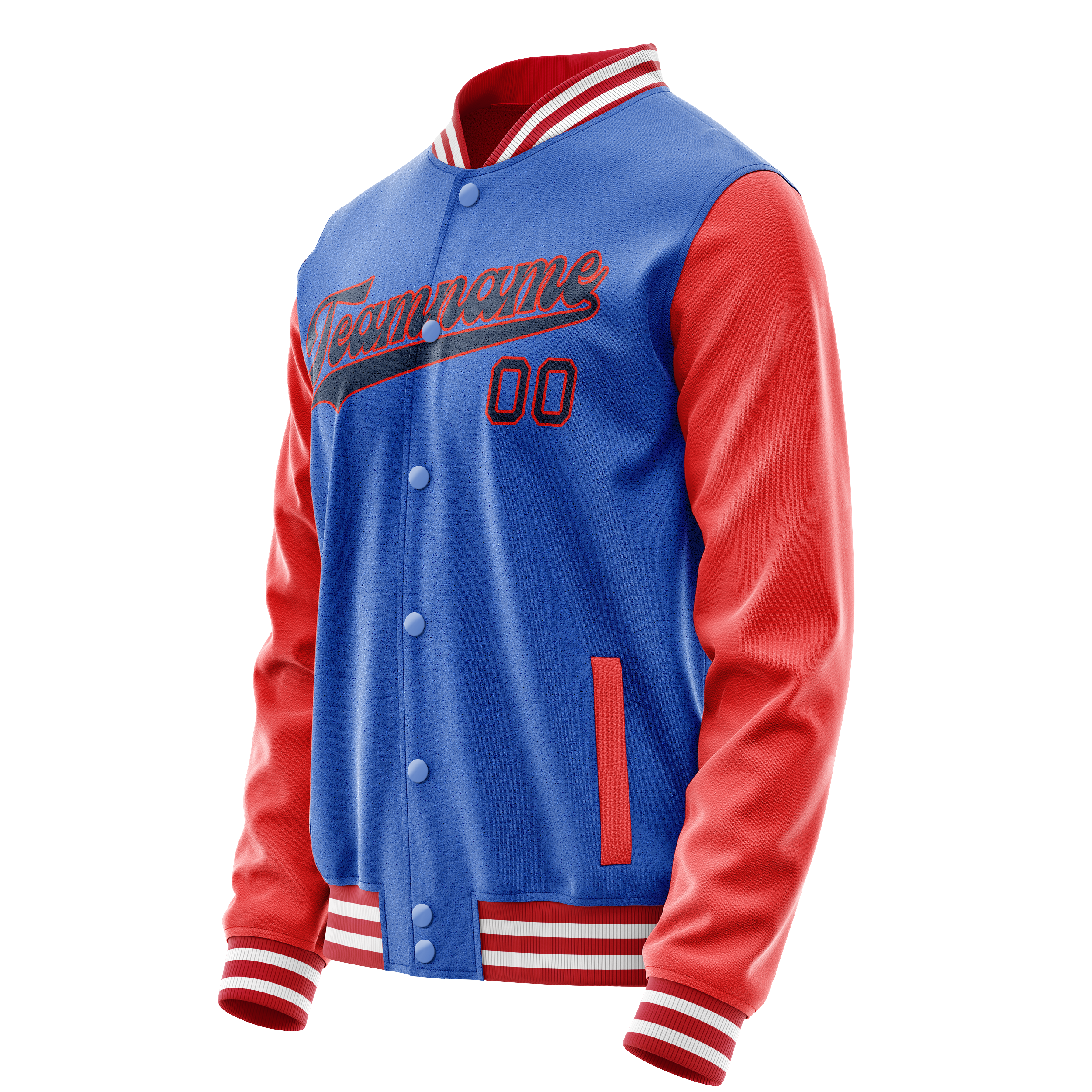 Custom Electric-Blue Orange Solid Color Varsity Letterman Jacket JA02240617YH136