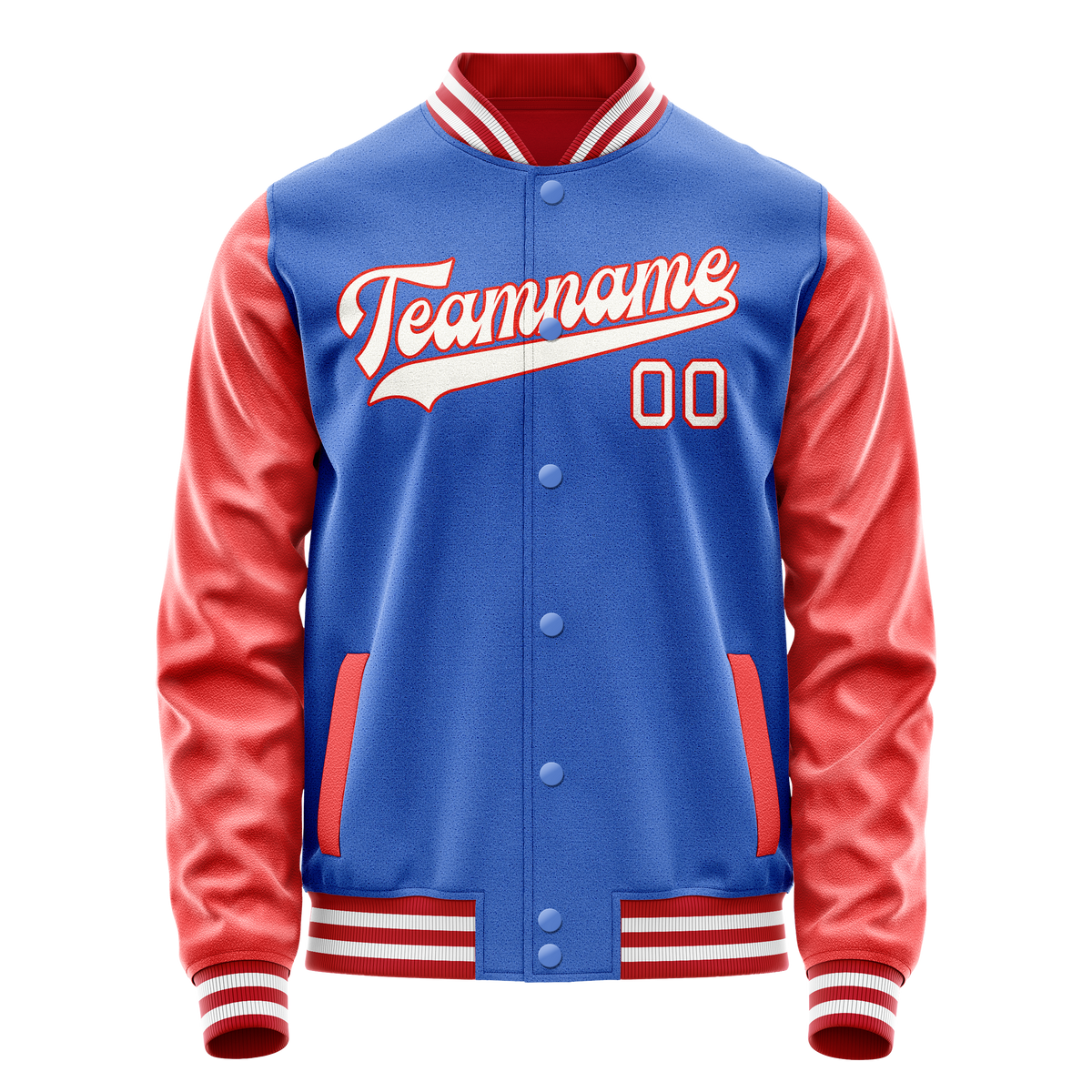 Custom Electric-Blue Orange Solid Color Varsity Letterman Jacket JA02240617YH134