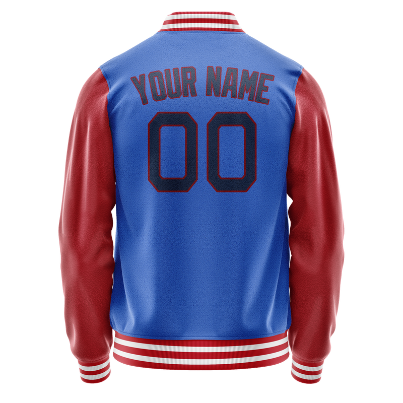 Custom Electric-Blue Texas-Orange Solid Color Varsity Letterman Jacket JA02240617YH131