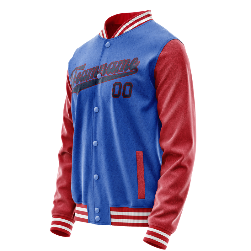 Custom Electric-Blue Texas-Orange Solid Color Varsity Letterman Jacket JA02240617YH131