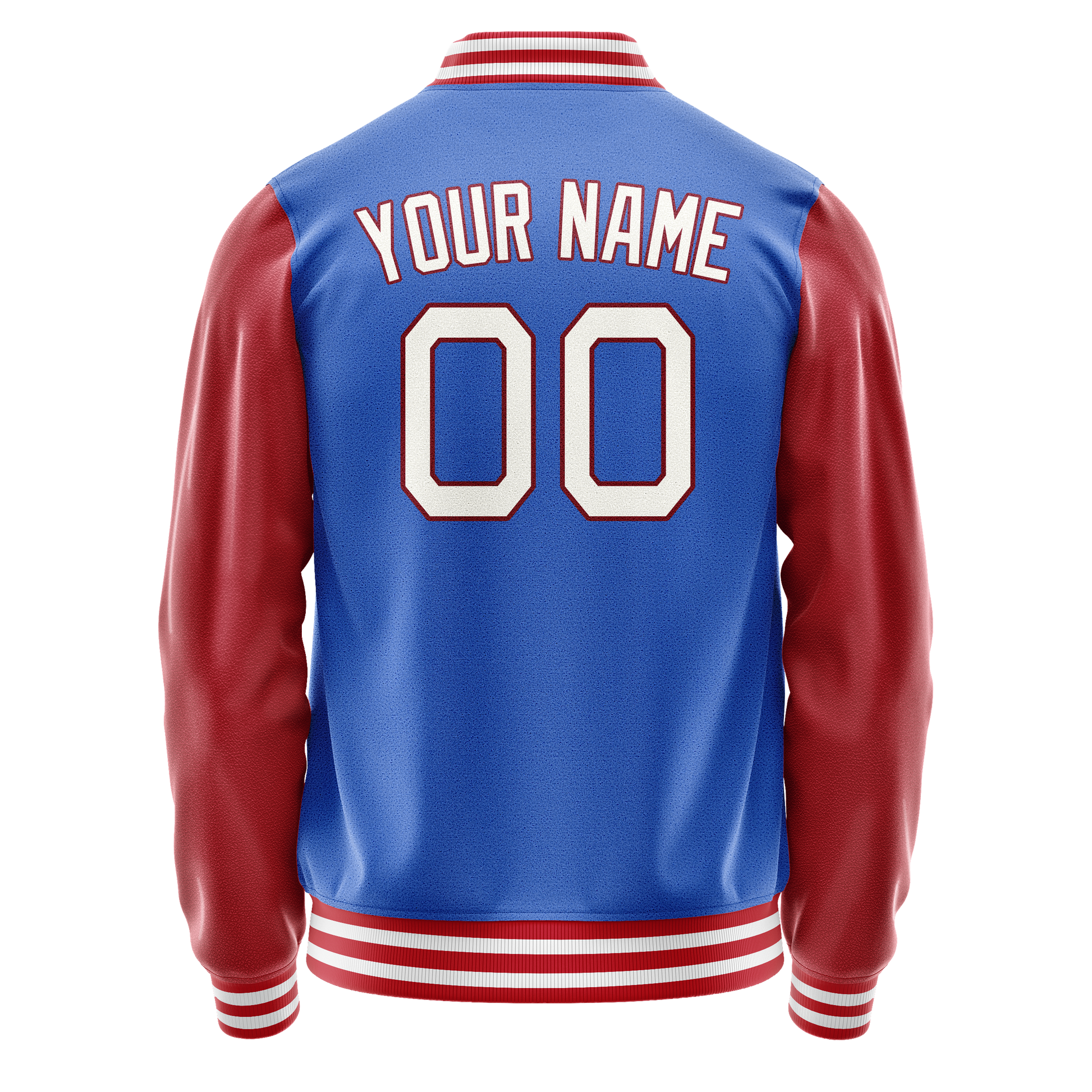 Custom Electric-Blue Crimson Solid Color Varsity Letterman Jacket JA02240617YH137