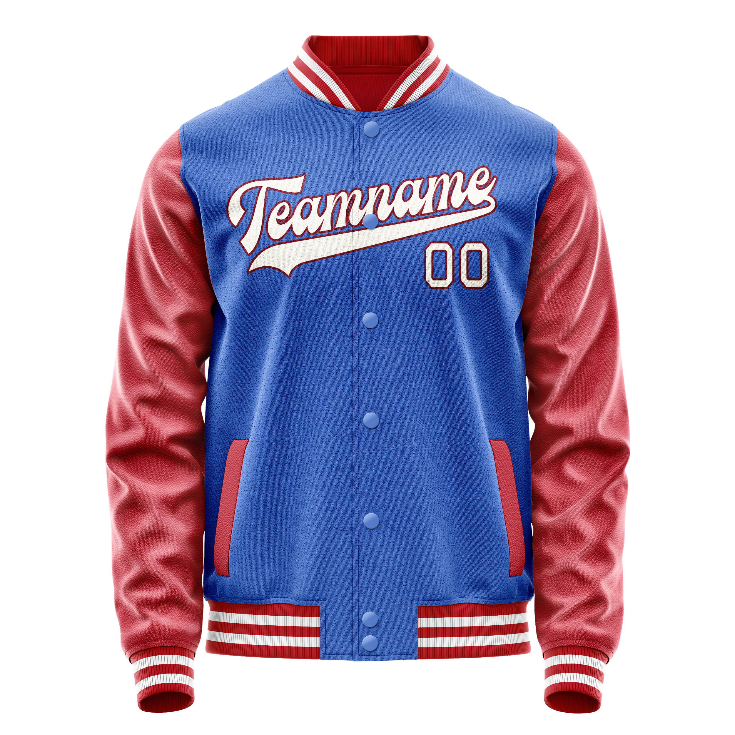 Custom Electric-Blue Crimson Solid Color Varsity Letterman Jacket JA02240617YH137