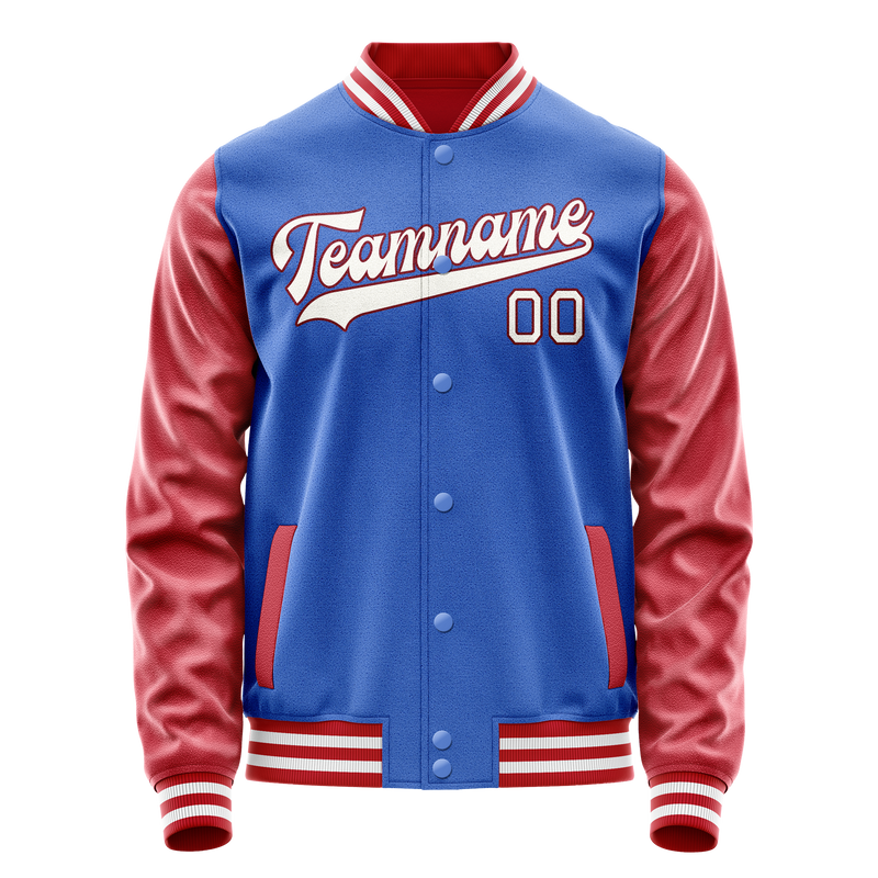 Custom Electric-Blue Crimson Solid Color Varsity Letterman Jacket JA02240617YH137