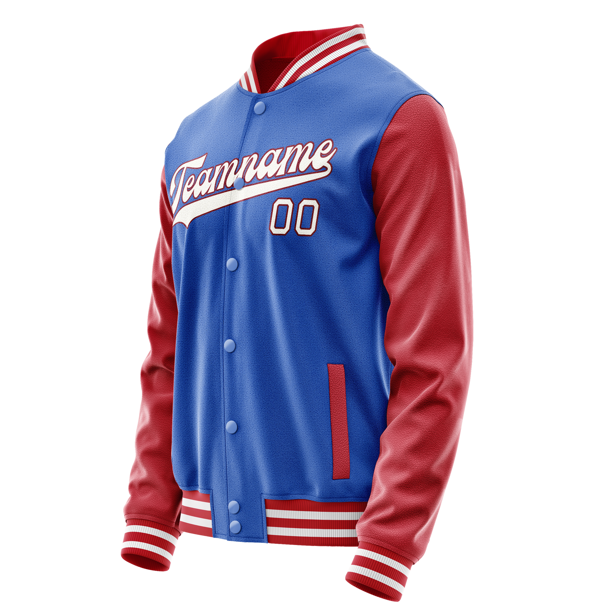 Custom Electric-Blue Crimson Solid Color Varsity Letterman Jacket JA02240617YH137