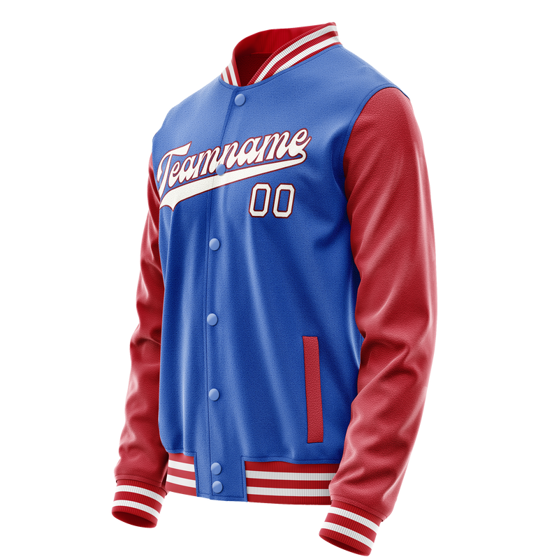 Custom Electric-Blue Crimson Solid Color Varsity Letterman Jacket JA02240617YH137