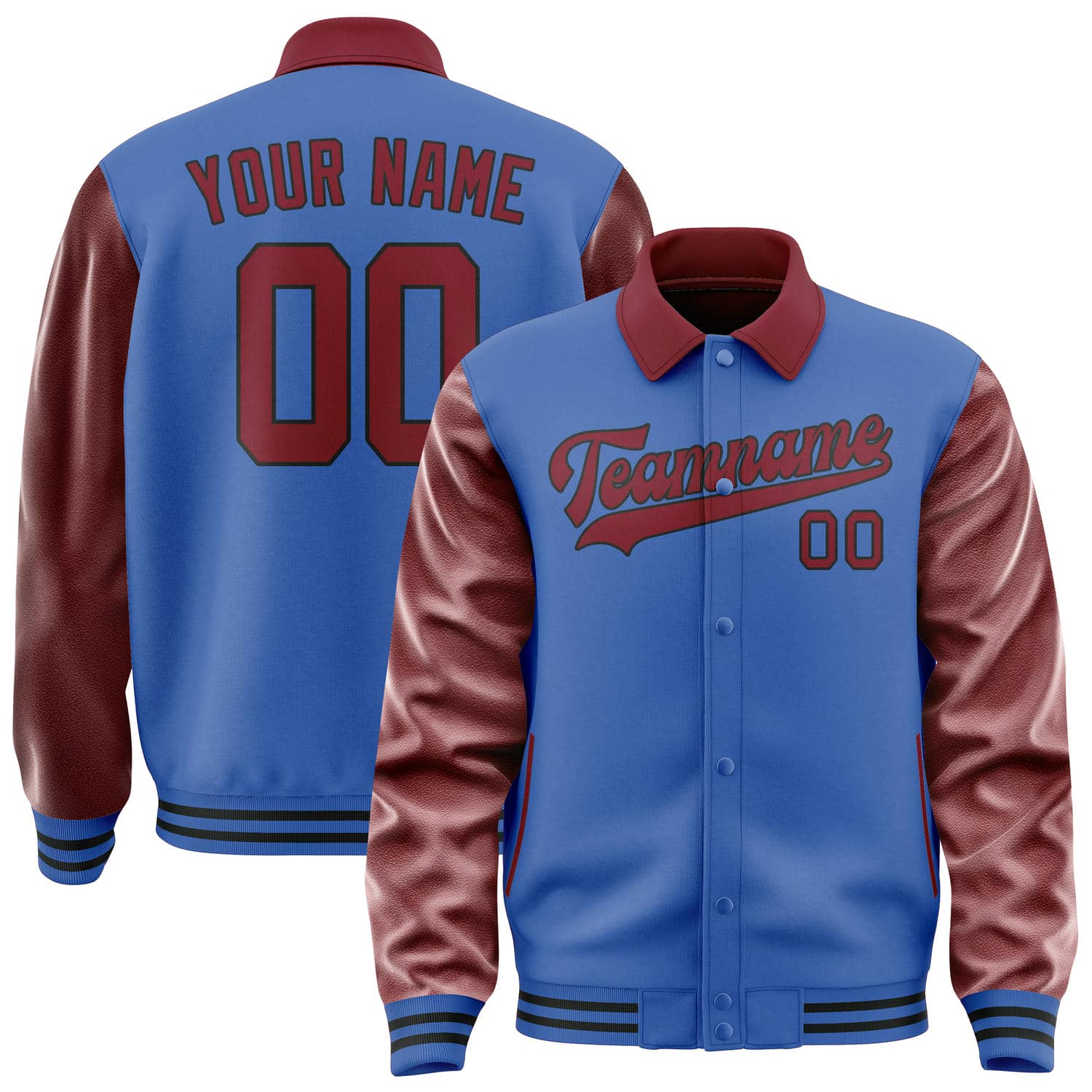 Custom Sky Blue Crimson Red Jacket