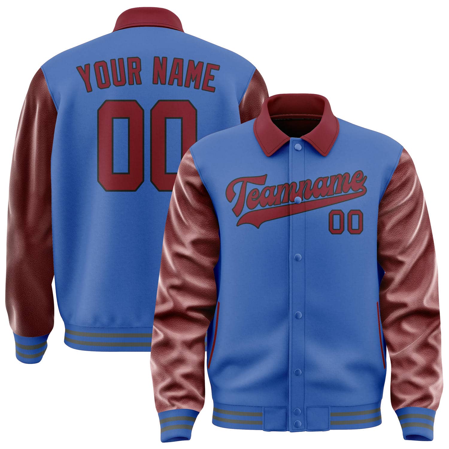Custom Sky Blue Crimson Red Jacket