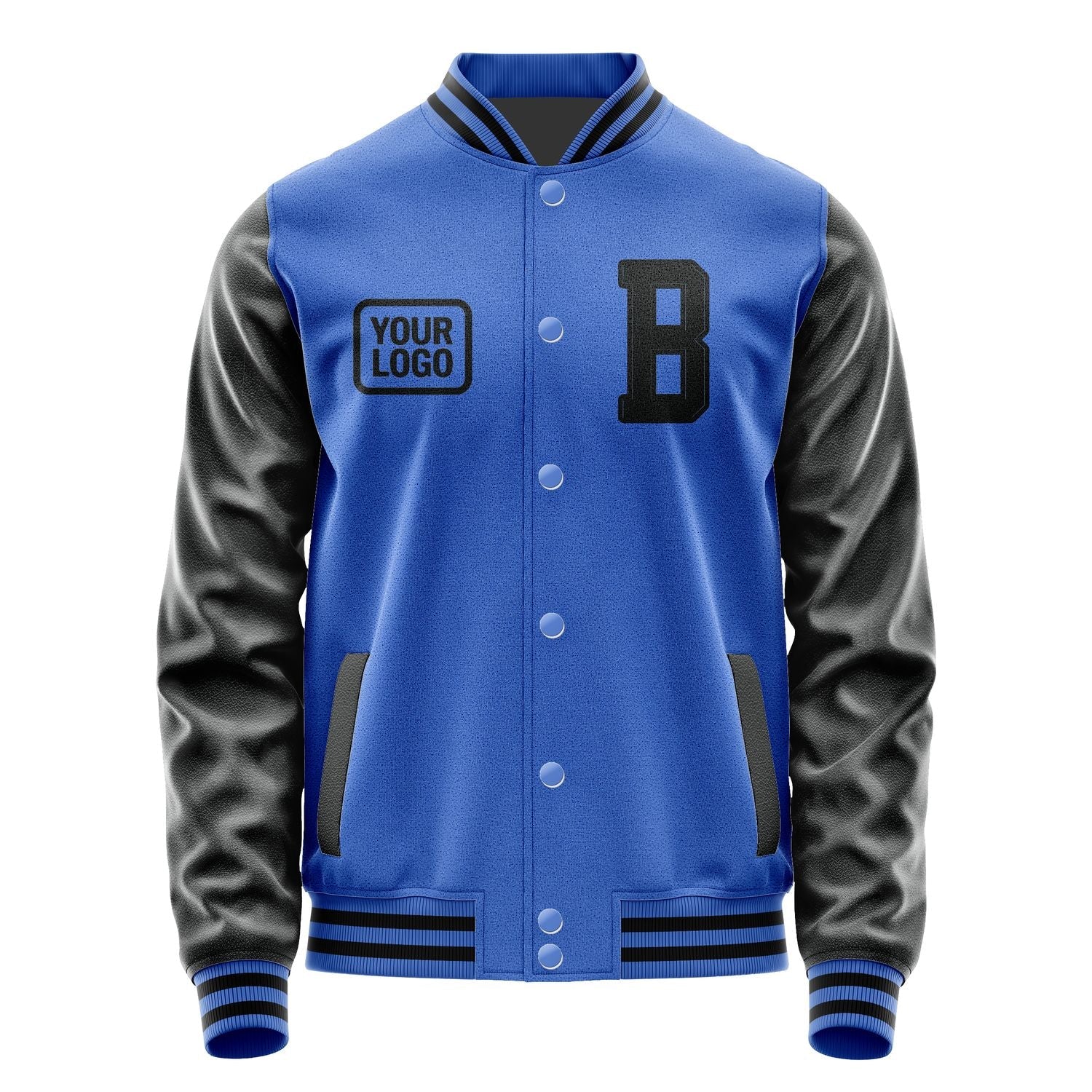 Custom Sky Blue Black Jacket JA090917091717171717