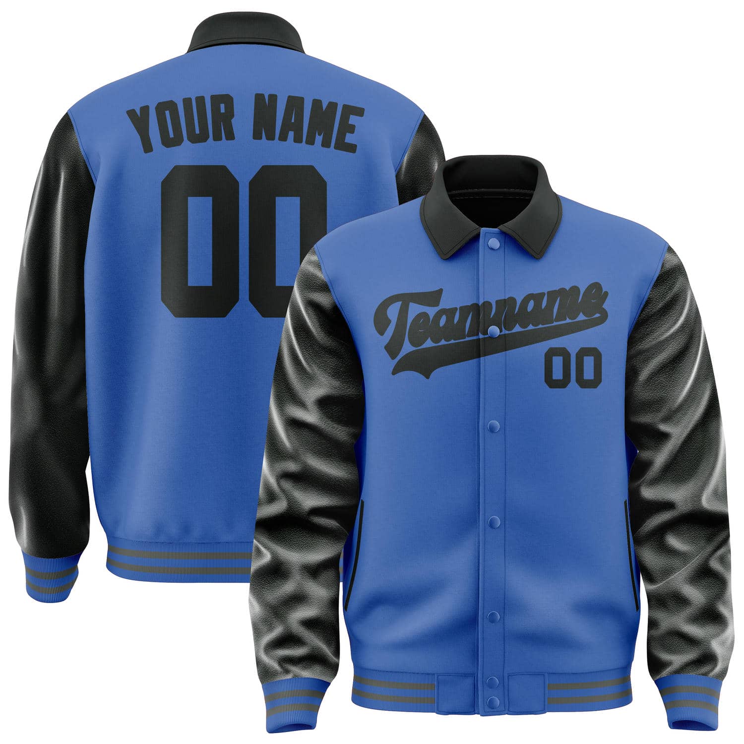 Custom Sky Blue Black Jacket