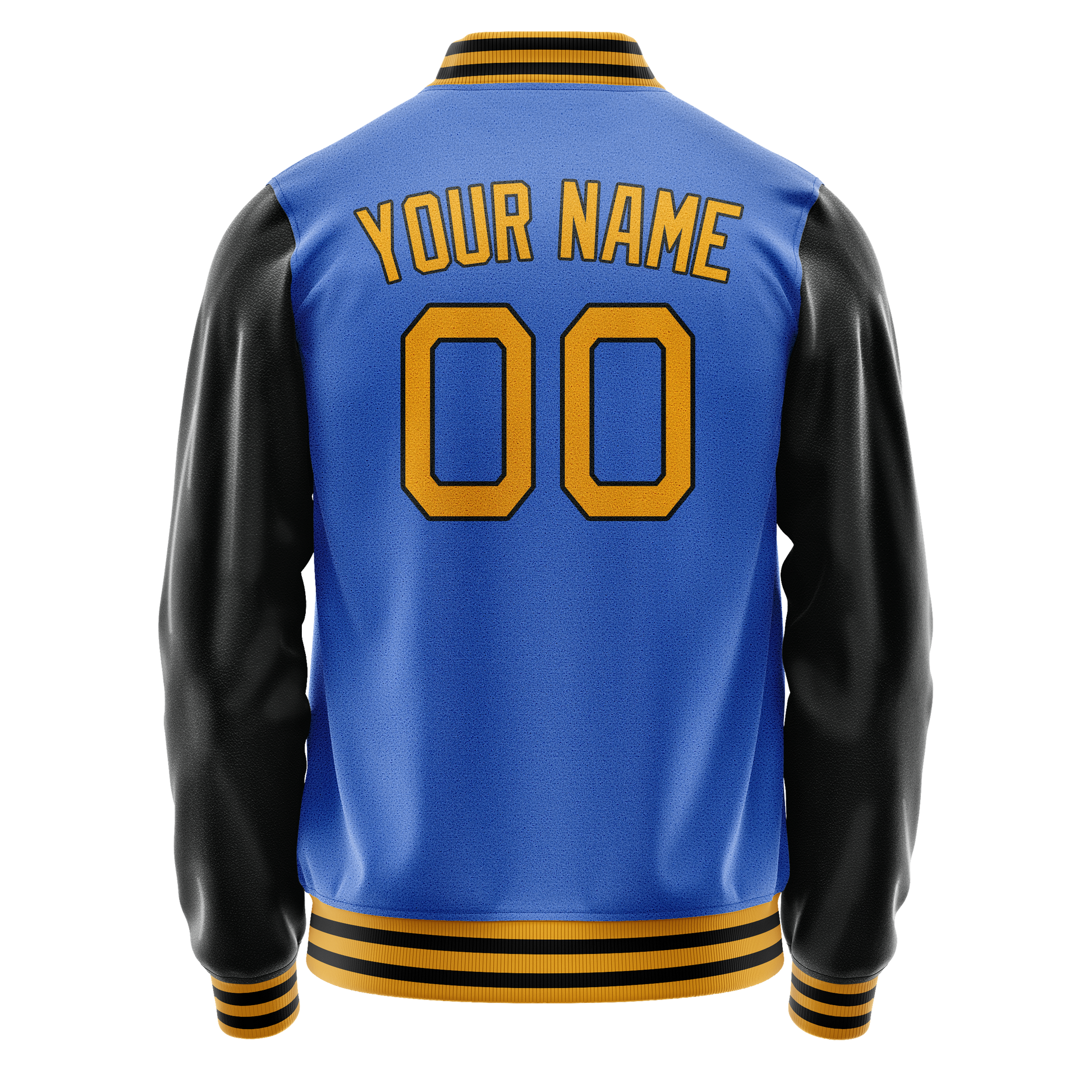 Custom Electric-Blue Old-Gold Solid Color Varsity Letterman Jacket JA02240617YH146