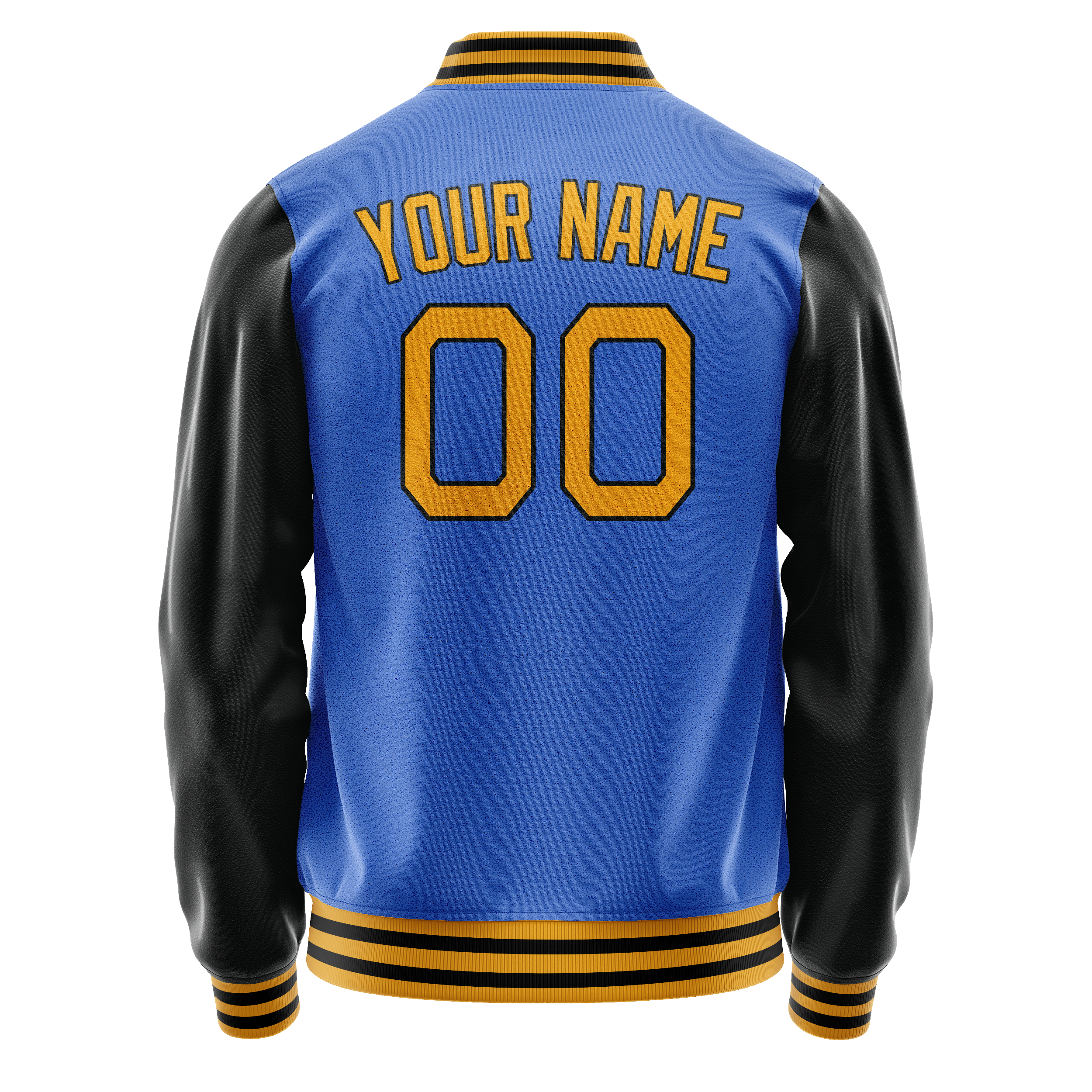 Custom Electric-Blue Old-Gold Solid Color Varsity Letterman Jacket JA02240617YH146