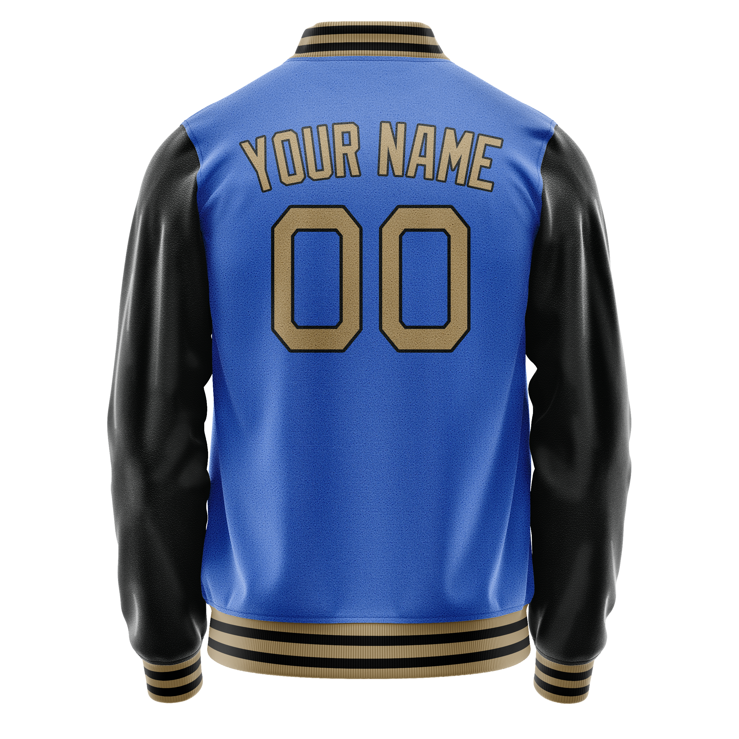Custom Electric-Blue Black Solid Color Varsity Letterman Jacket JA02240617YH139