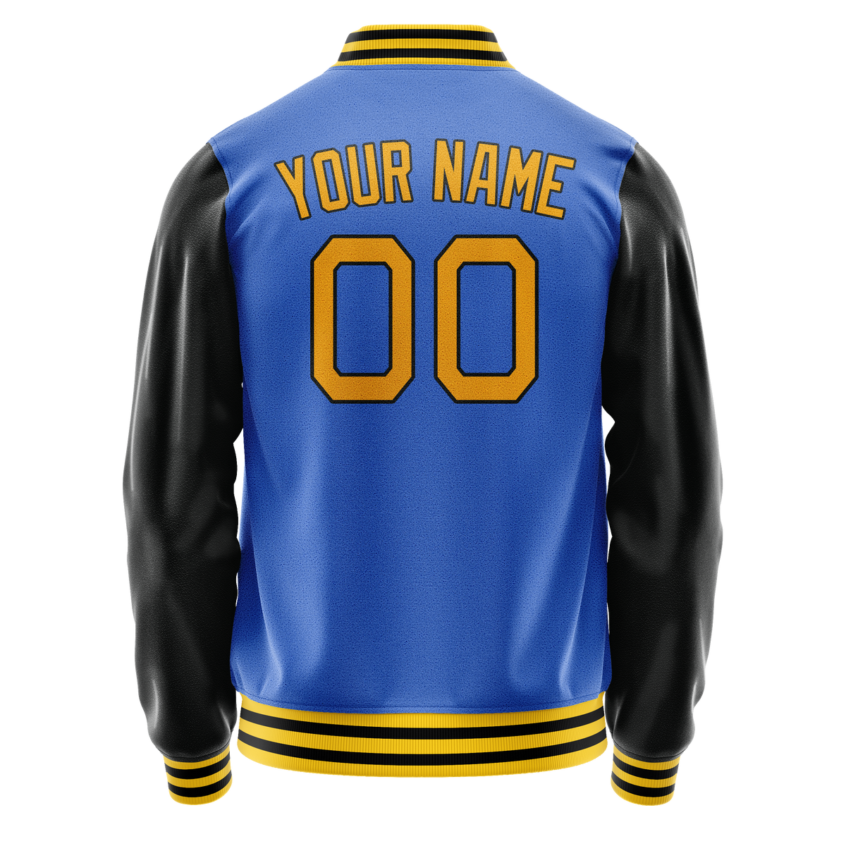 Custom Electric-Blue Black Solid Color Varsity Letterman Jacket JA02240617YH138