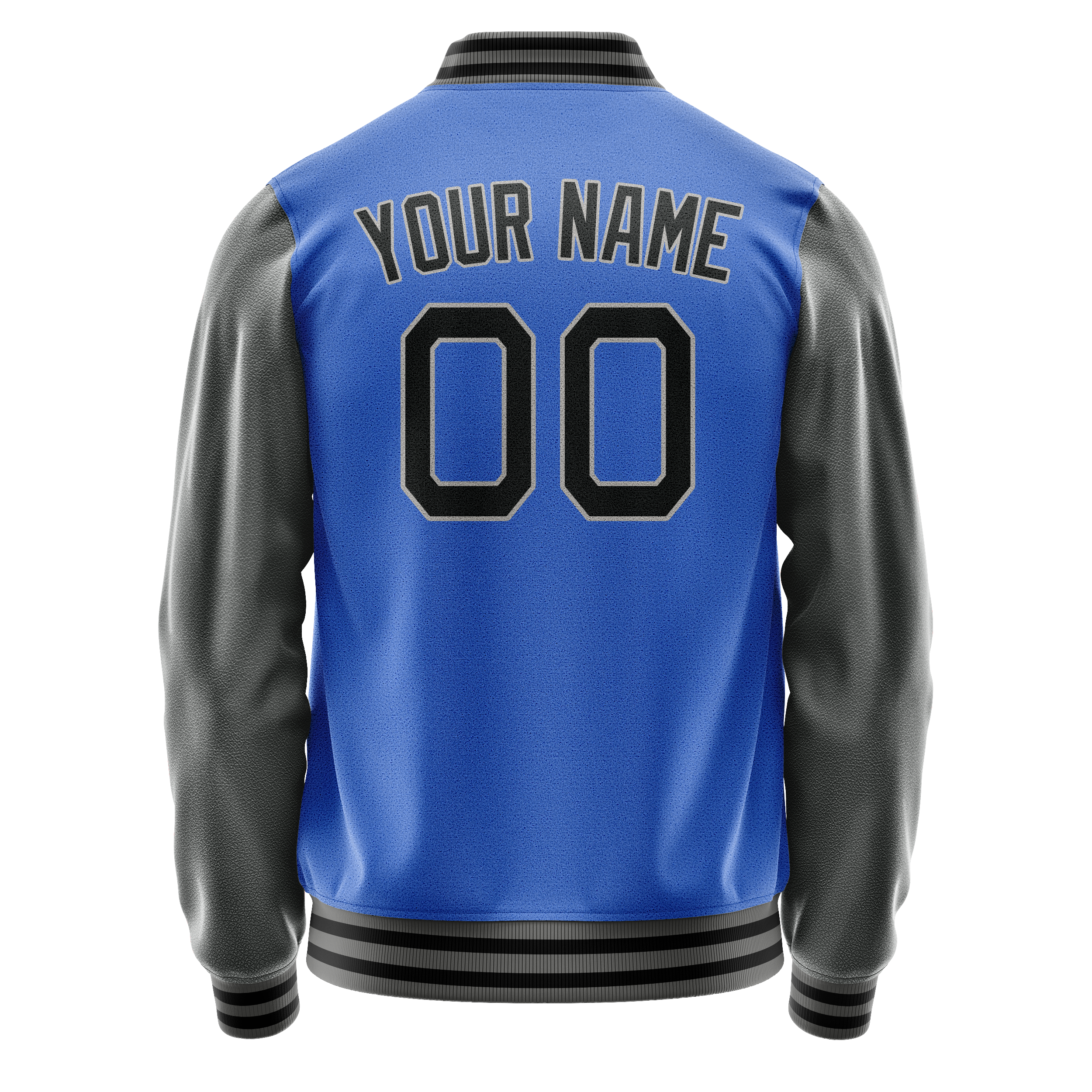 Custom Electric-Blue Gray Solid Color Varsity Letterman Jacket JA02240617YH132