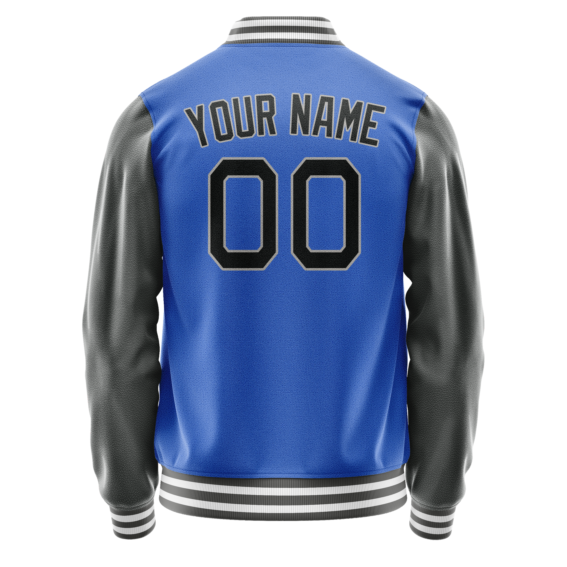 Custom Electric-Blue Gray Solid Color Varsity Letterman Jacket JA02240617YH133