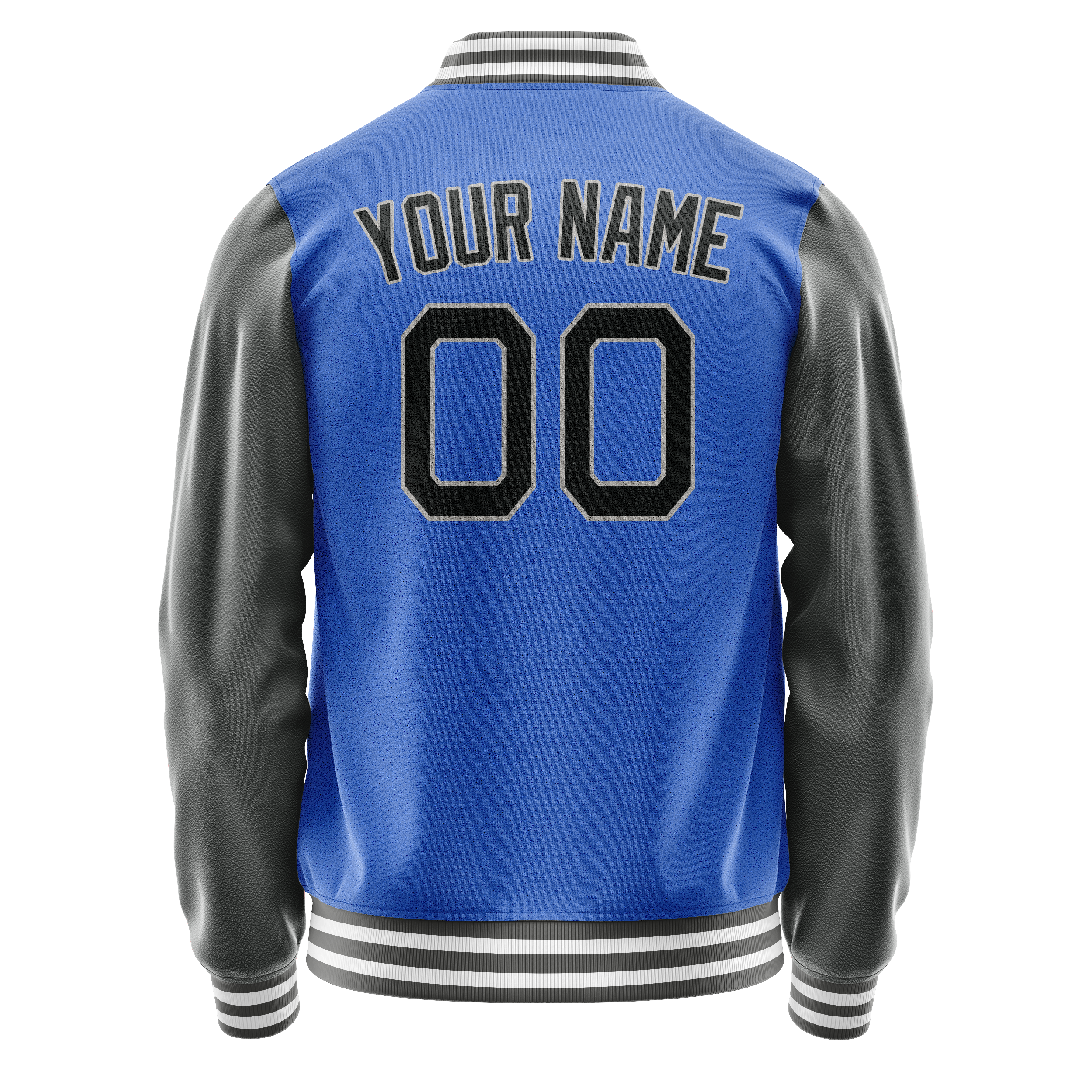 Custom Electric-Blue Gray Solid Color Varsity Letterman Jacket JA02240617YH133