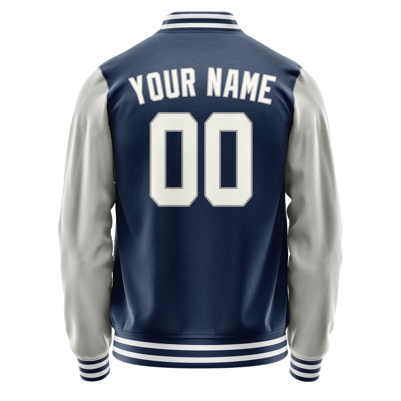 Custom Royal Gray Solid Color Varsity Letterman Jacket JA02240617XF543