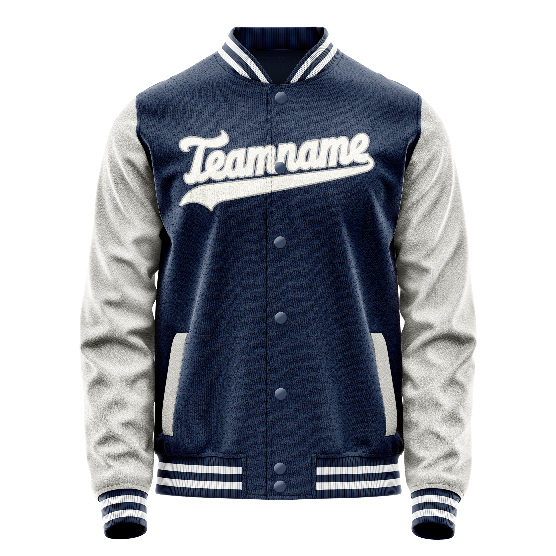 Custom Royal Gray Solid Color Varsity Letterman Jacket JA02240617XF543