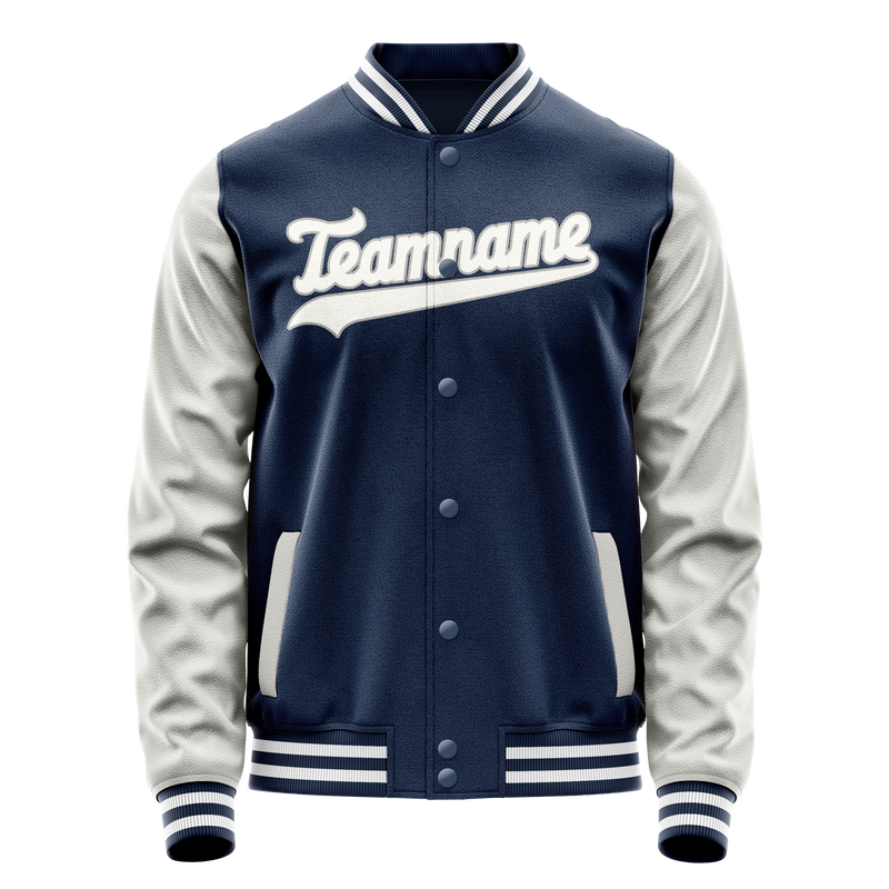 Custom Royal Gray Solid Color Varsity Letterman Jacket JA02240617XF543