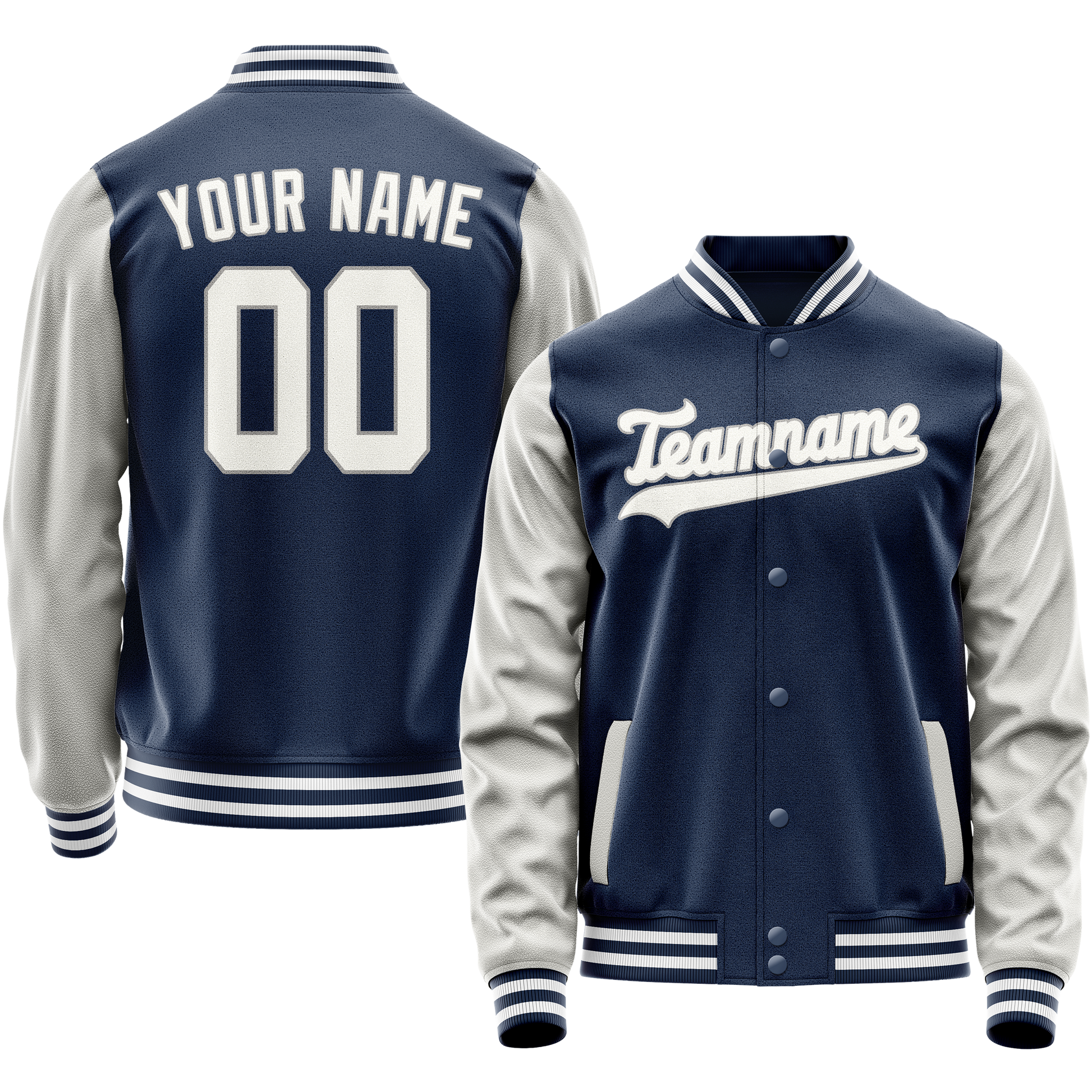 Custom Royal Gray Solid Color Varsity Letterman Jacket JA02240617XF543