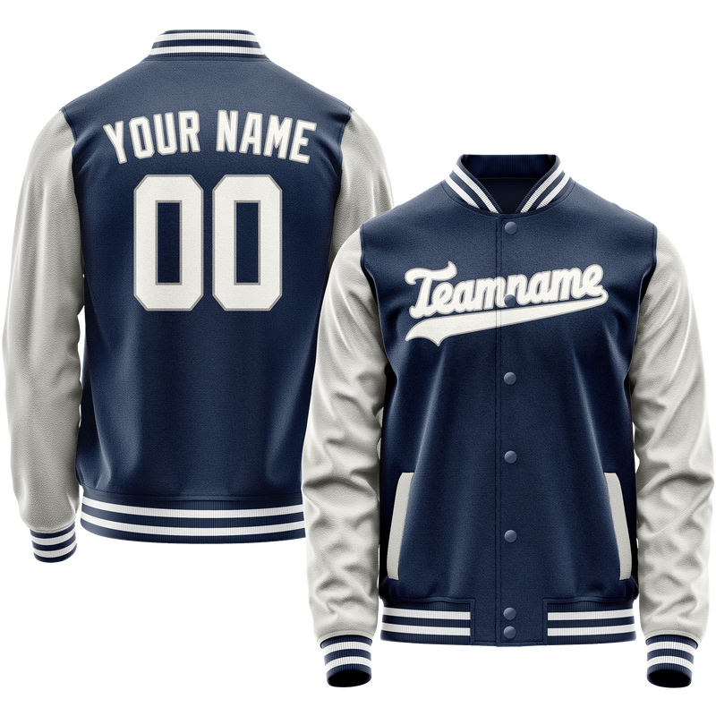 Custom Royal Gray Solid Color Varsity Letterman Jacket JA02240617XF543