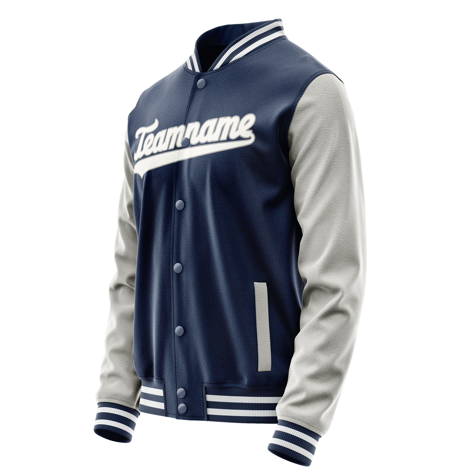 Custom Royal Gray Solid Color Varsity Letterman Jacket JA02240617XF543