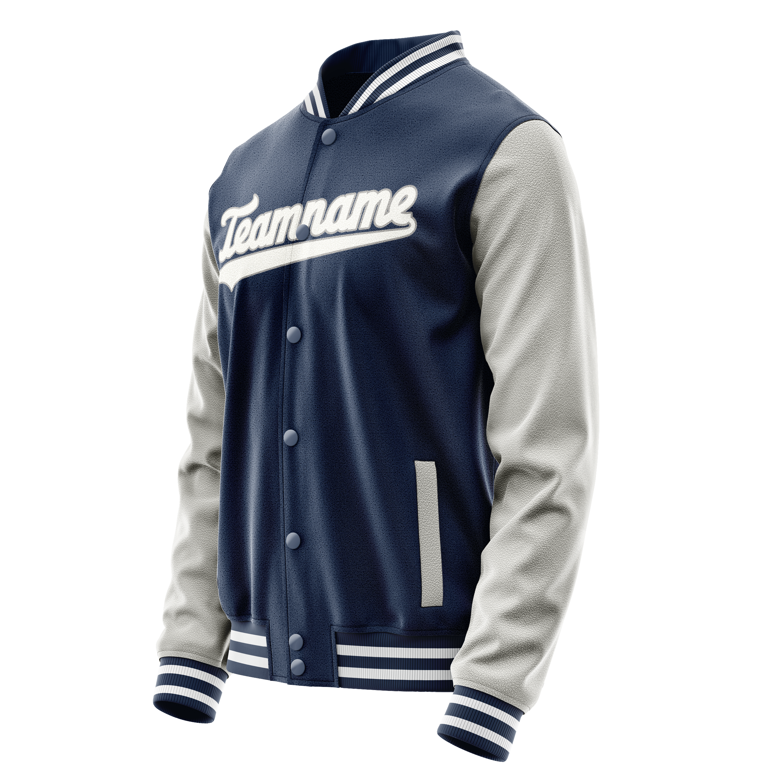 Custom Royal Gray Solid Color Varsity Letterman Jacket JA02240617XF543