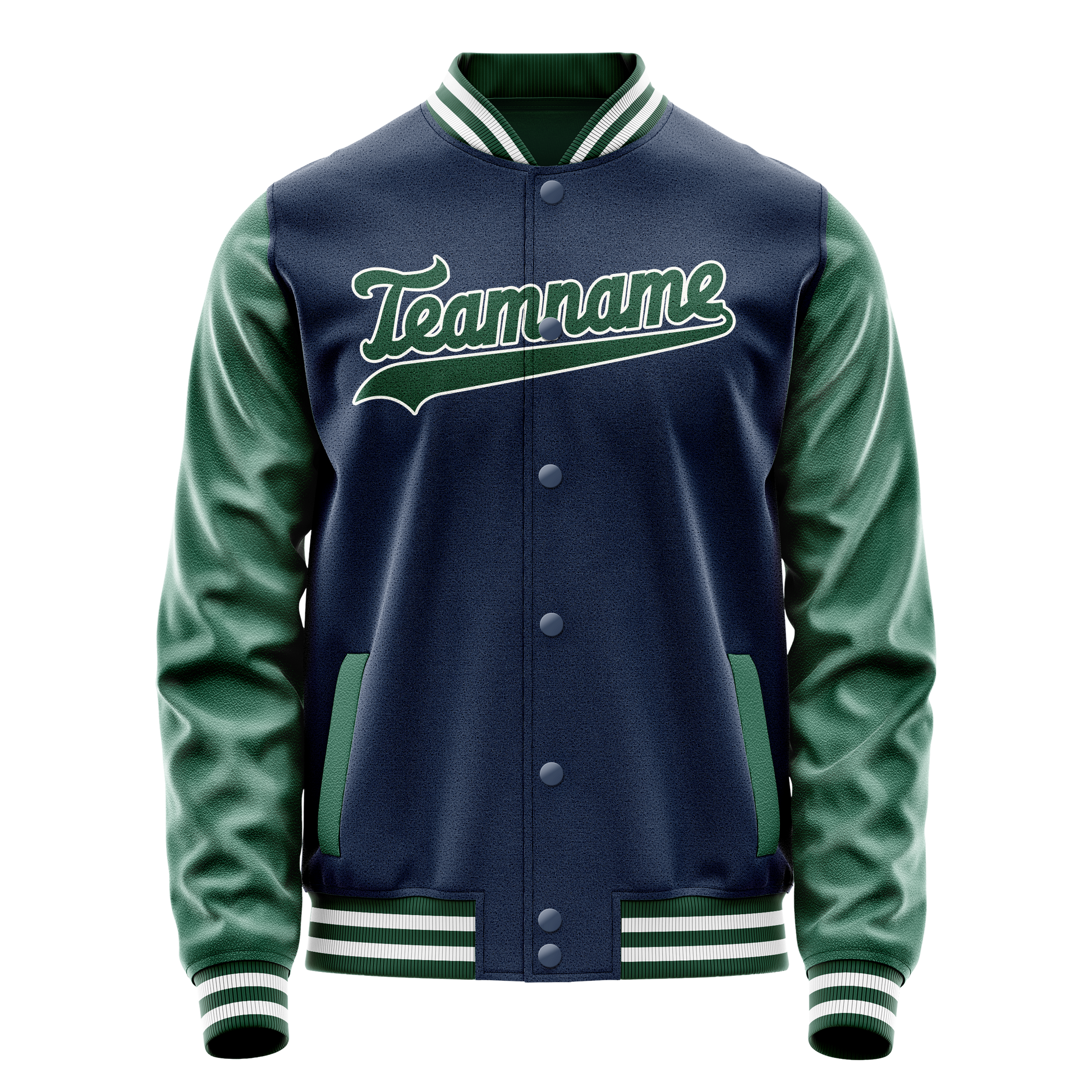 Custom Royal Kelly-Green Solid Color Varsity Letterman Jacket JA02240617XF539