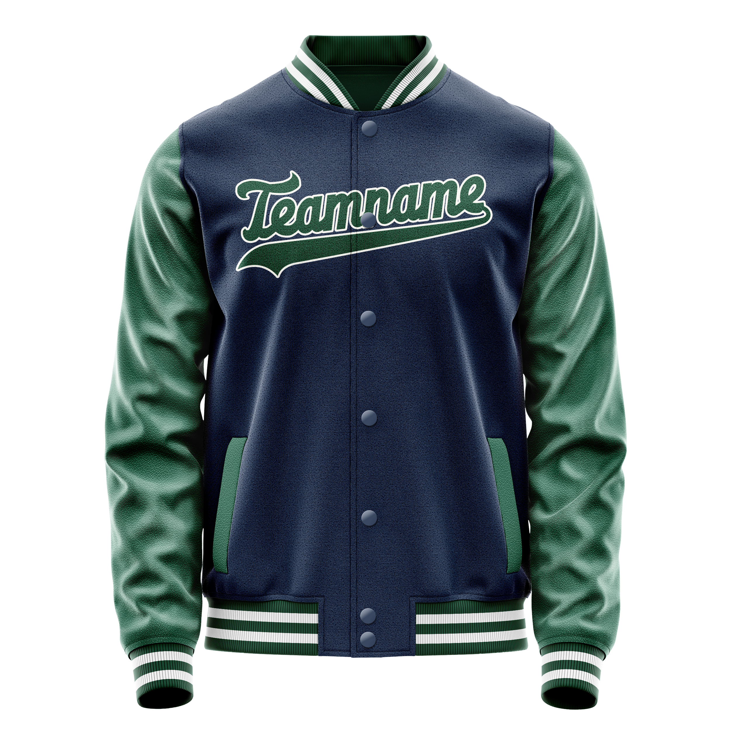 Custom Royal Kelly-Green Solid Color Varsity Letterman Jacket JA02240617XF539